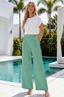 EVALESS Womens High Waisted Button Pleated Wide Leg Pants Beach Vacation Trouses