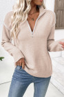 EVALESS WOMENS SWEATERS V NECK LONG SLEEVE QUARTER ZIP COLLARED RIBBED KNIT DRESSY CASUAL PULLOVER SWEATERS OUTFITS