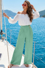 EVALESS Womens High Waisted Button Pleated Wide Leg Pants Beach Vacation Trouses