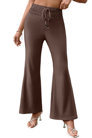 EVALESS Womens Lace Wide Leg Pants Comfy Elastic High Waisted Palazzo Pants Flowy Beach Boho Trousers Holiday Outfits LC7714185-P1017