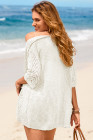 EVALESS Women's Crochet Knit Cardigan Sweaters Short Sleeve Open Front Kimonos Boho Cardigans Tops Lightweight Casual Vacation
