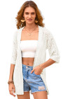 EVALESS Women's Crochet Knit Cardigan Sweaters Short Sleeve Open Front Kimonos Boho Cardigans Tops Lightweight Casual Vacation