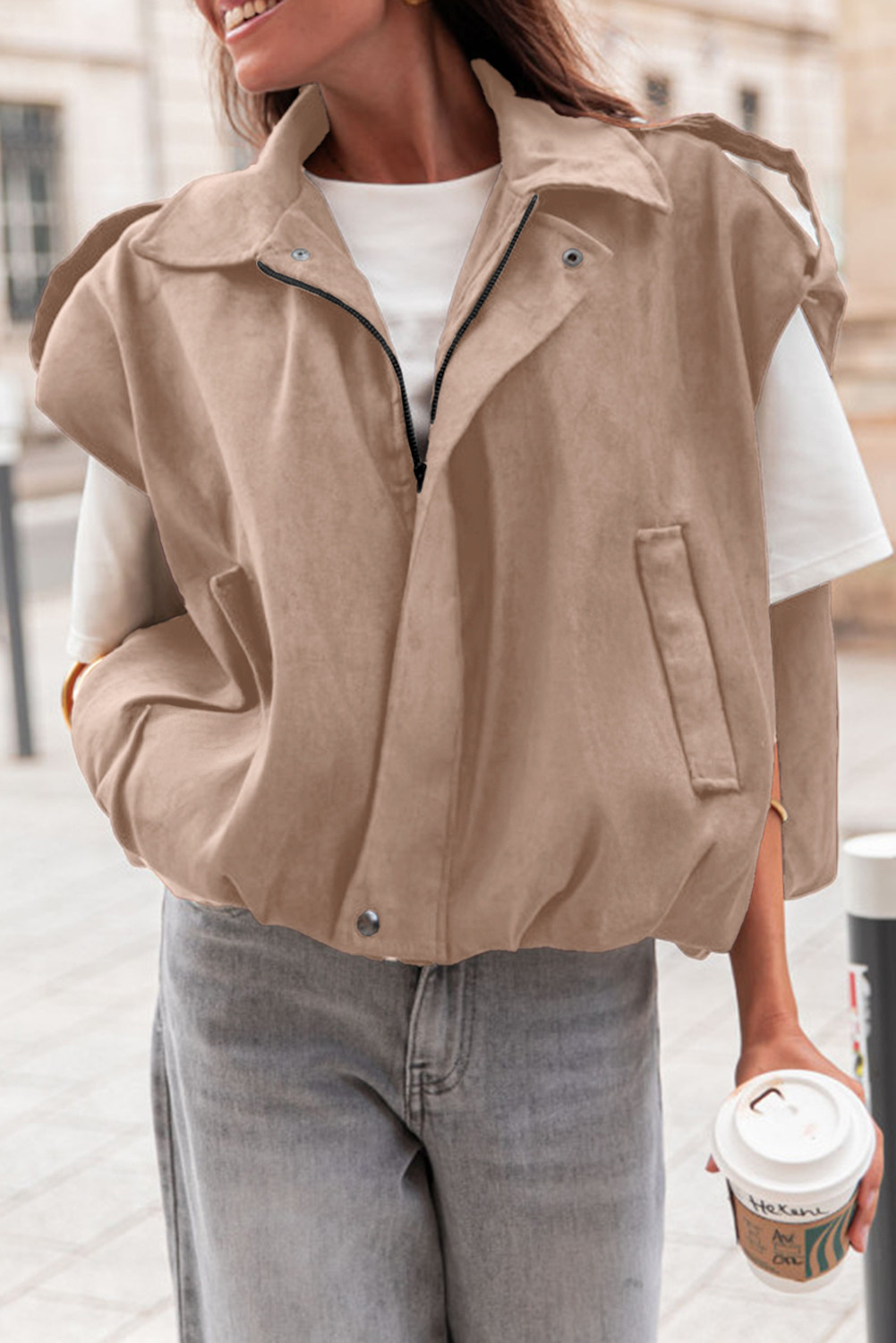 EVALESS Womens Vest Faux Suede Sleeveless Jackets Fashion Spring 2026 Y2K Cropped Jacket Trendy Streetwear with Pockets