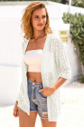 EVALESS Women's Crochet Knit Cardigan Sweaters Short Sleeve Open Front Kimonos Boho Cardigans Tops Lightweight Casual Vacation