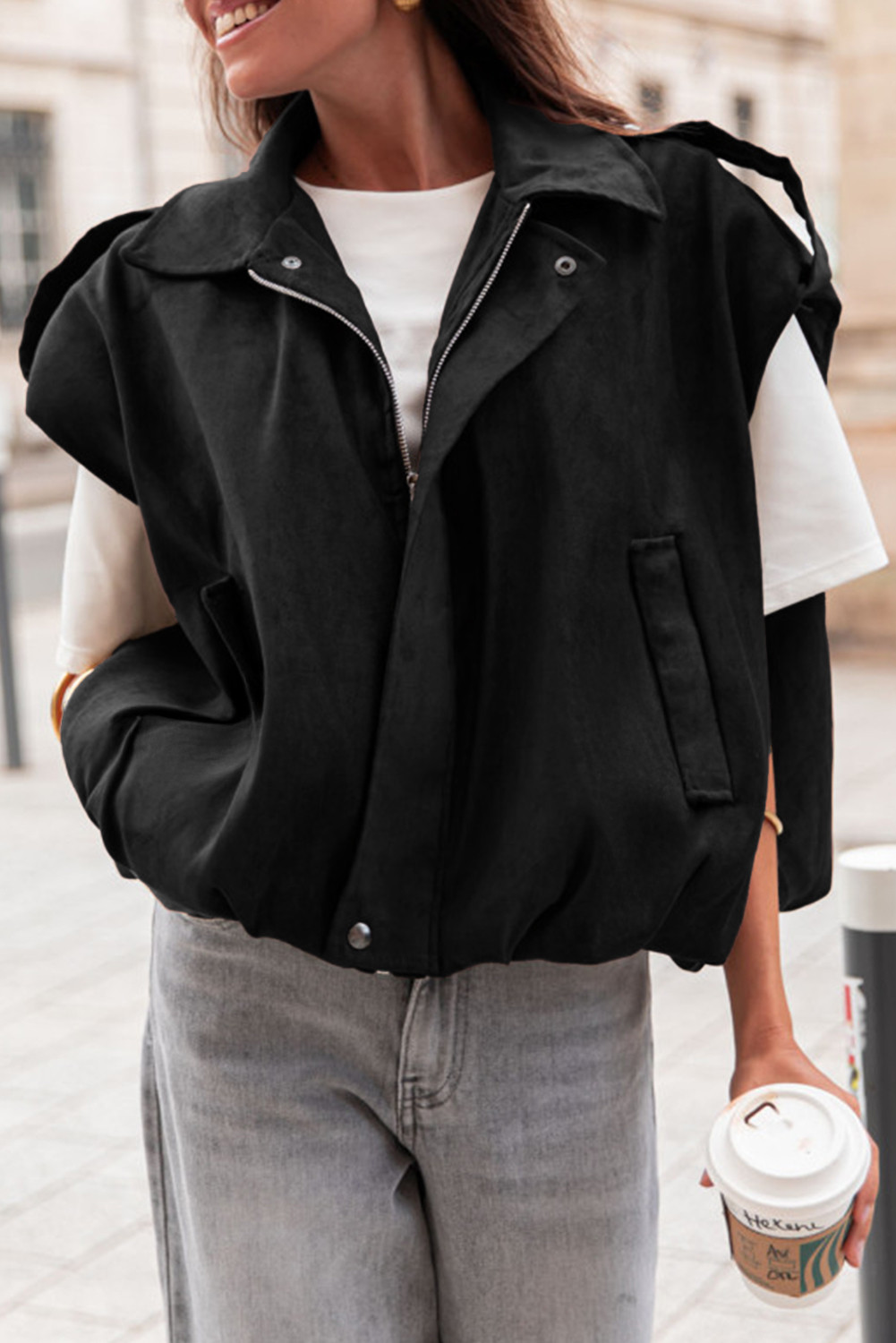 EVALESS Womens Vest Faux Suede Sleeveless Jackets Fashion Spring 2026 Y2K Cropped Jacket Trendy Streetwear with Pockets