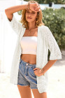EVALESS Women's Crochet Knit Cardigan Sweaters Short Sleeve Open Front Kimonos Boho Cardigans Tops Lightweight Casual Vacation