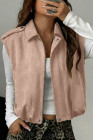 EVALESS Womens Vest Faux Suede Sleeveless Jackets Fashion Spring 2026 Y2K Cropped Jacket Trendy Streetwear with Pockets