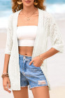 EVALESS Women's Crochet Knit Cardigan Sweaters Short Sleeve Open Front Kimonos Boho Cardigans Tops Lightweight Casual Vacation