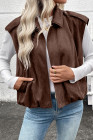 EVALESS Womens Vest Faux Suede Sleeveless Jackets Fashion Spring 2026 Y2K Cropped Jacket Trendy Streetwear with Pockets
