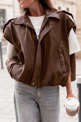 EVALESS Womens Vest Faux Suede Sleeveless Jackets Fashion Spring 2026 Y2K Cropped Jacket Trendy Streetwear with Pockets LC853690-P7017