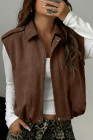 EVALESS Womens Vest Faux Suede Sleeveless Jackets Fashion Spring 2026 Y2K Cropped Jacket Trendy Streetwear with Pockets