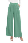 EVALESS Womens High Waisted Button Pleated Wide Leg Pants Beach Vacation Trouses
