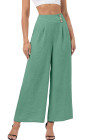 EVALESS Womens High Waisted Button Pleated Wide Leg Pants Beach Vacation Trouses