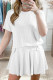 EVALESS Two Piece Sets for Women Summer Outfits Ribbed Knit Short Sleeve Tops and Lined Pleated Mini Skirt Lounge Sets