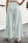 EVALESS Women's Wide Leg Palazzo Pants Casual Elastic High Waisted Cotton Gingham Plaid Culottes Trousers with Pockets