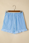 EVALESS Boxer Shorts for Women Plaid Pajama Ruffle Shorts Fashion 2026 Summer Beach Bottoms Lounge Shorts with Pockets