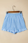 EVALESS Boxer Shorts for Women Plaid Pajama Ruffle Shorts Fashion 2026 Summer Beach Bottoms Lounge Shorts with Pockets