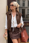 EVALESS Womens Vest Faux Suede Sleeveless Jackets Fashion Spring 2026 Y2K Cropped Jacket Trendy Streetwear with Pockets