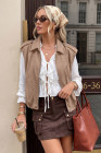 EVALESS Womens Vest Faux Suede Sleeveless Jackets Fashion Spring 2026 Y2K Cropped Jacket Trendy Streetwear with Pockets