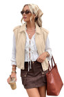 EVALESS Womens Vest Faux Suede Sleeveless Jackets Fashion Spring 2026 Y2K Cropped Jacket Trendy Streetwear with Pockets