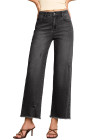 EVALESS Jeans for Women Stretchy Distressed Washed Straight Leg Frayed Raw Hem Denim Ankle Pants with Pockets
