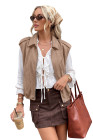 EVALESS Womens Vest Faux Suede Sleeveless Jackets Fashion Spring 2026 Y2K Cropped Jacket Trendy Streetwear with Pockets