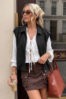 EVALESS Womens Vest Faux Suede Sleeveless Jackets Fashion Spring 2026 Y2K Cropped Jacket Trendy Streetwear with Pockets