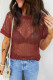 EVALESS Womens Spring Summer Tops Casual Lace Tops Crewneck Short Sleeve Shirts Cut Out T Shirts Sheer Crochet Knit Blouses