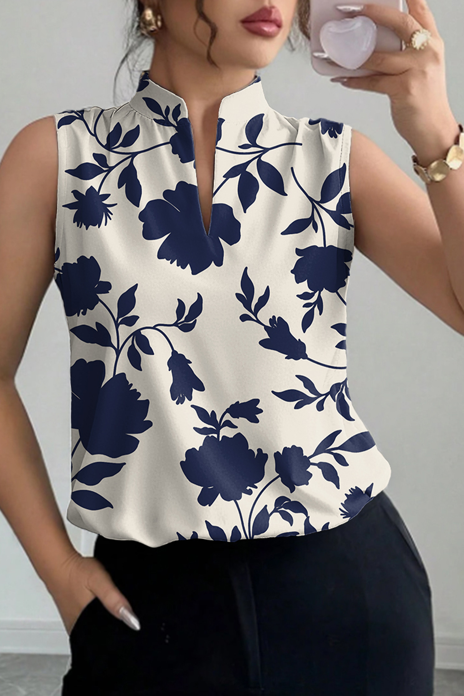 EVALESS Tank Tops for Women 2026 Casual V Neck Sleeveless Summer Tops Floral Print Tank Top Spring Fashion Shirts Blouses