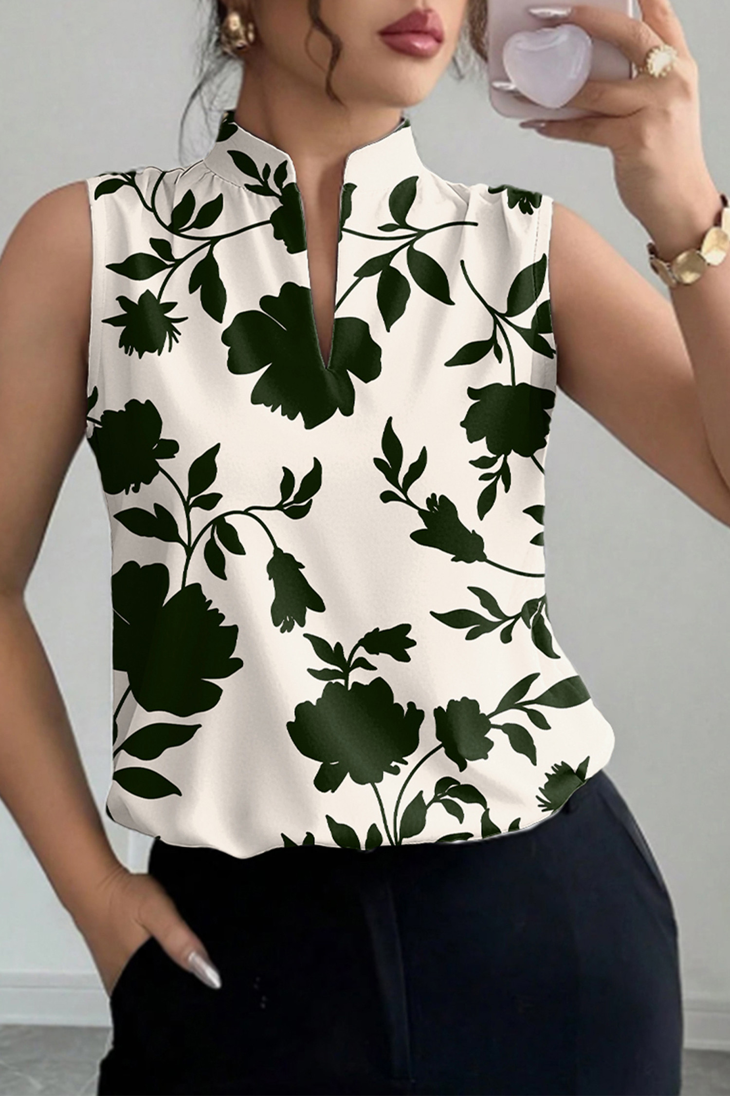 EVALESS Tank Tops for Women 2026 Casual V Neck Sleeveless Summer Tops Floral Print Tank Top Spring Fashion Shirts Blouses