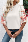 EVALESS 3/4 Length Sleeve Womens Tops Dressy Casual Blouses Floral Print Crewneck Patchwork Shirts 2026 Spring Outfits