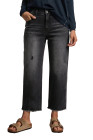 EVALESS Jeans for Women Stretchy Distressed Washed Straight Leg Frayed Raw Hem Denim Ankle Pants with Pockets