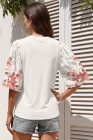 EVALESS 3/4 Length Sleeve Womens Tops Dressy Casual Blouses Floral Print Crewneck Patchwork Shirts 2026 Spring Outfits