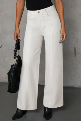 EVALESS Womens Jeans Trendy High Waist Straight Leg Wide Leg Frayed Baggy Raw Hem Boyfriends Stretchy Zimbaplatinum Denim Pants LC7875569-P1