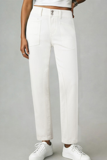 EVALESS Jeans for Women High Waisted Stretchy Trendy Paneling Straight Leg Relaxed Fit Ankle Denim Pants LC7876326-P1